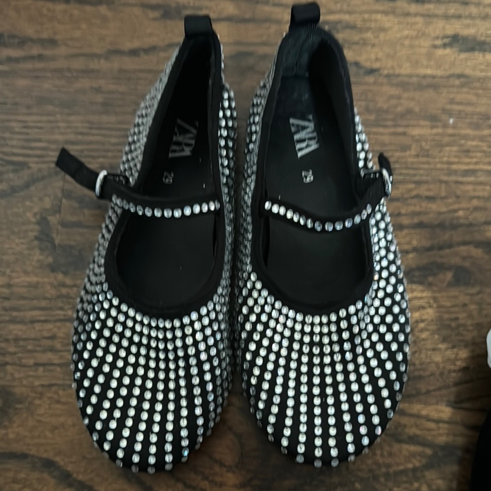 Zara Kids Sparkling Black Dress Shoes